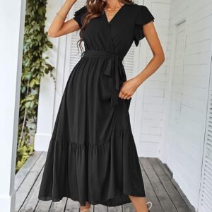 Floral Boho Dress Wrap V Neck