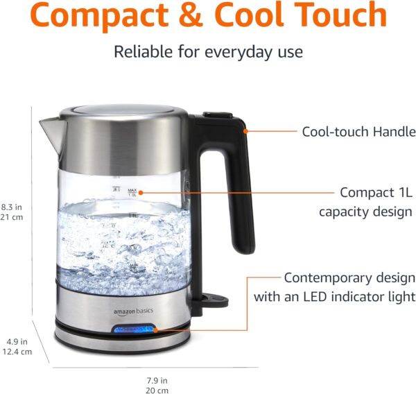 Amazon Basics Glass Carafe Electric Hot Water Kettle - Image 3