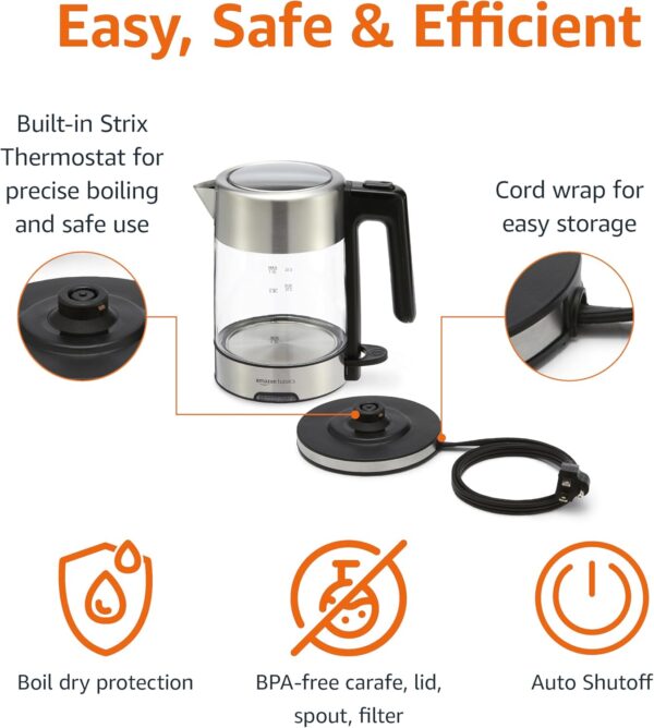 Amazon Basics Glass Carafe Electric Hot Water Kettle - Image 4