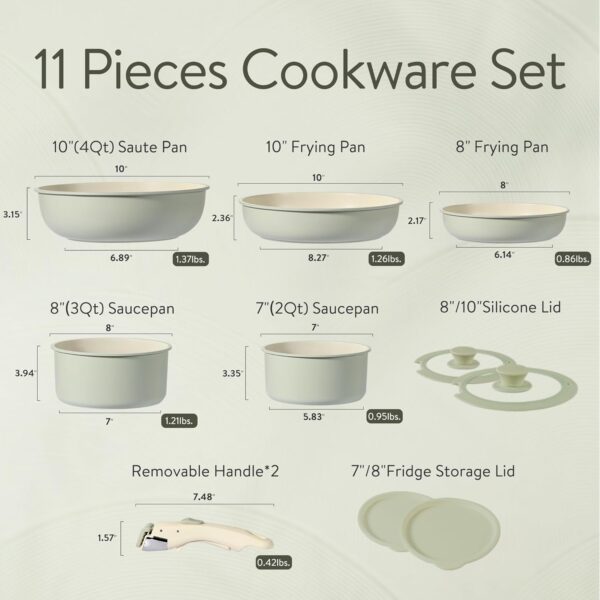 Nonstick Cookware Set Detachable Handle - Image 3