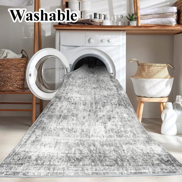 Area Rug 8x10 Washable Rug Gray Vintage Rug - Image 5
