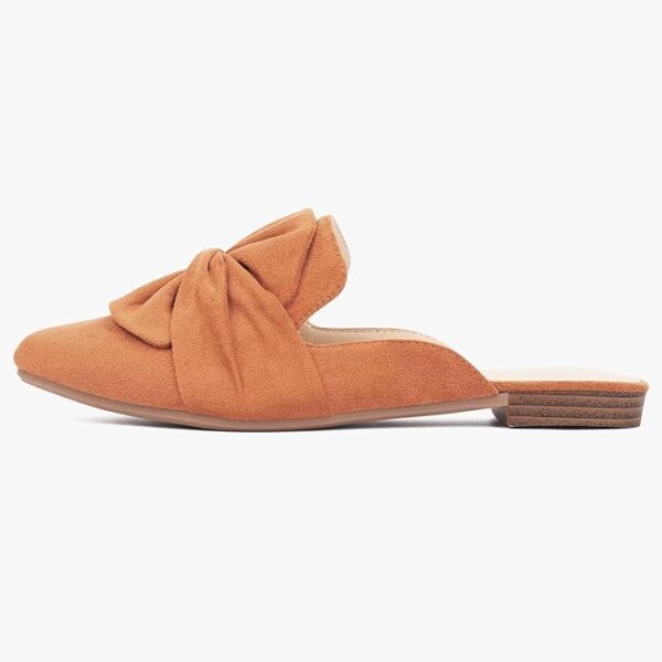 MUSSHOE Women Mules Comfortable Pointed Toe Mules Flats Backless Loafers with Knot - Image 2