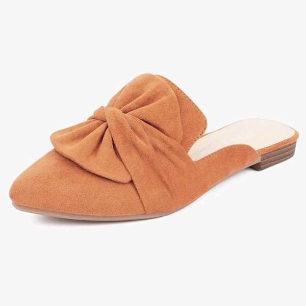 MUSSHOE Women Mules Comfortable Pointed Toe Mules Flats Backless Loafers with Knot - Image 5